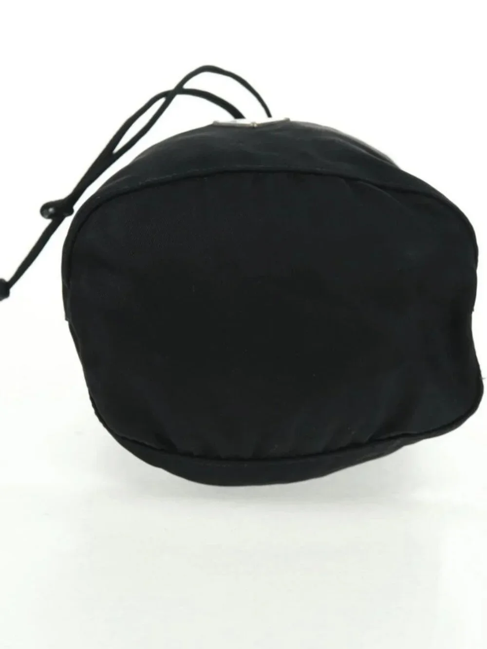 PRADA Drawstring Pouch Nylon Black Silver Auth 168451V